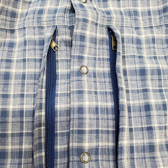 5.11 Tactical Series Men's Size M Blue White Plaid Button Front Mesh Lined Shirt - Picture 7 of 9